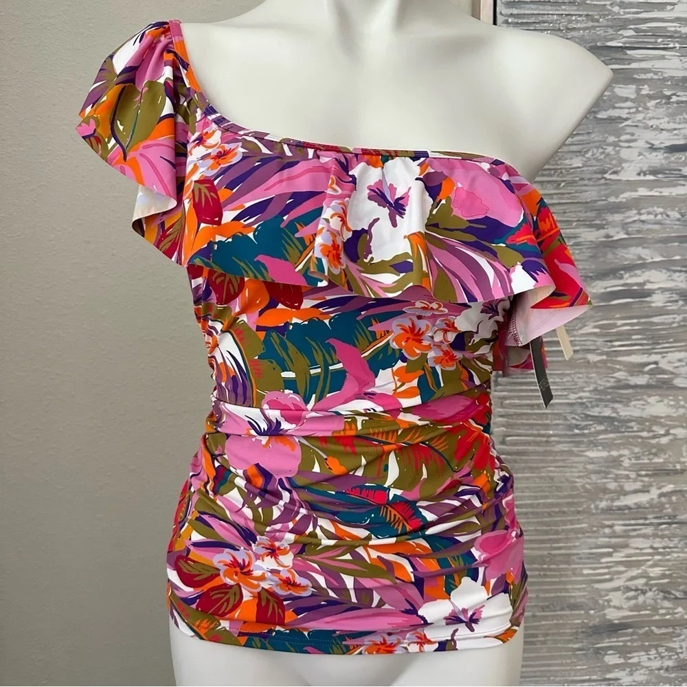 Profile by Gottex Women's One Shoulder Tropikaia Tankini Size 8